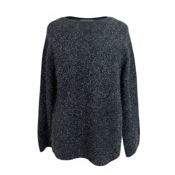 H&M Sweaters - H&M BLACK METALLIC EYELASH FUZZY LONG SLEEVE PULLOVER SWEATER WOMENS SZ XS